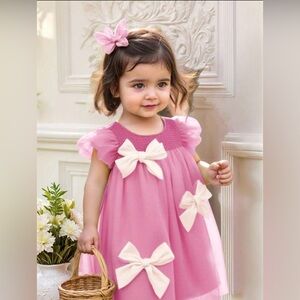 Pink Dress with White Bows size 9/12 month